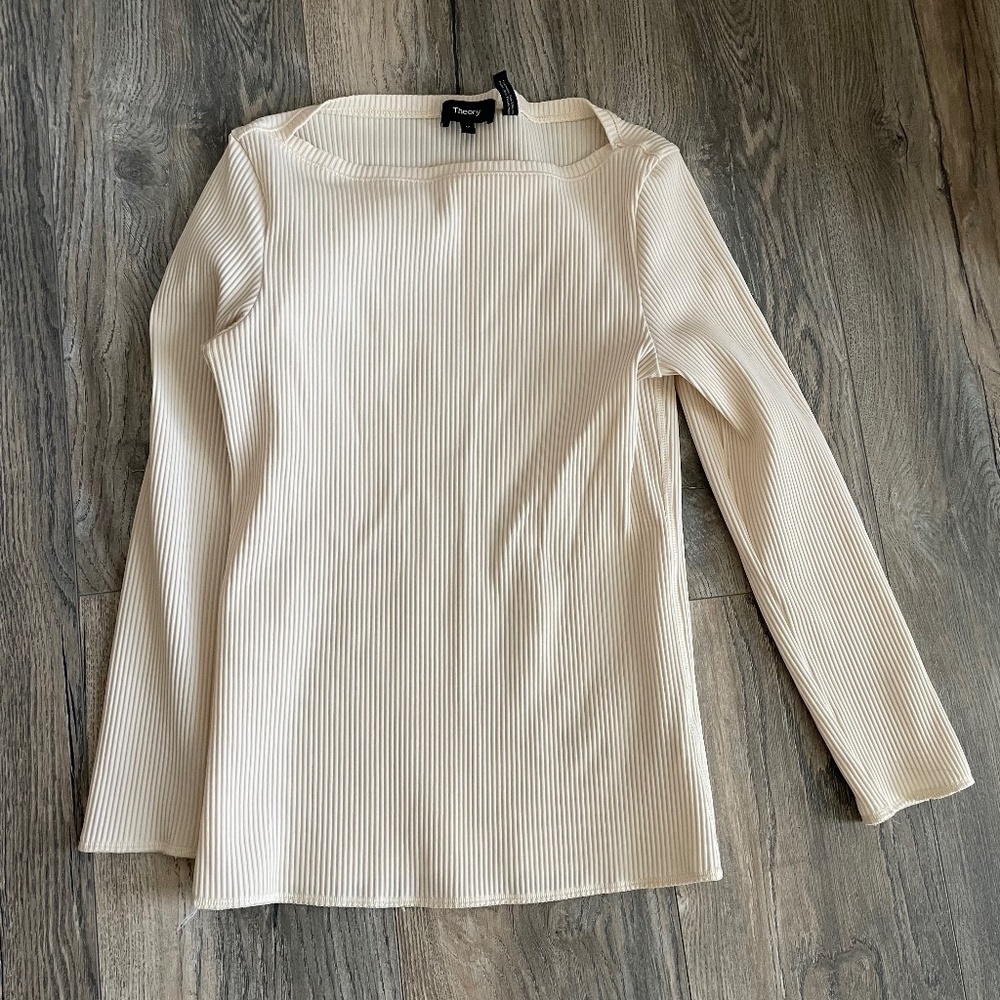 theory cream boat neck top